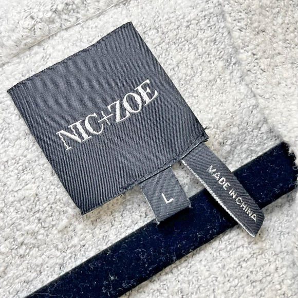 NIC+ZOE Black Knit Long Sleeve Open Cardigan Sweater Women's Size Large - Picture 5 of 7